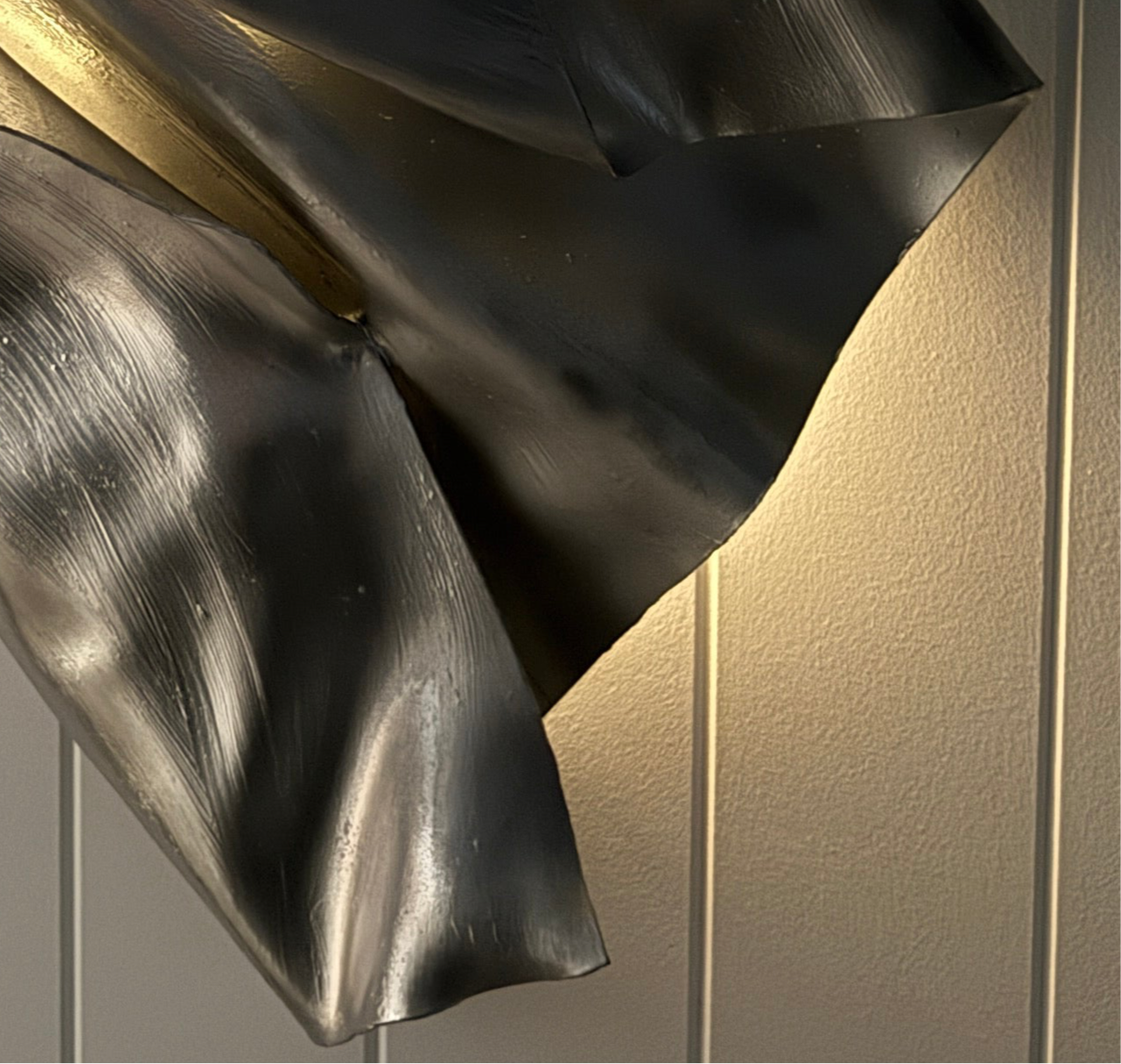 Chrome Scrunched 3D wall sculpture