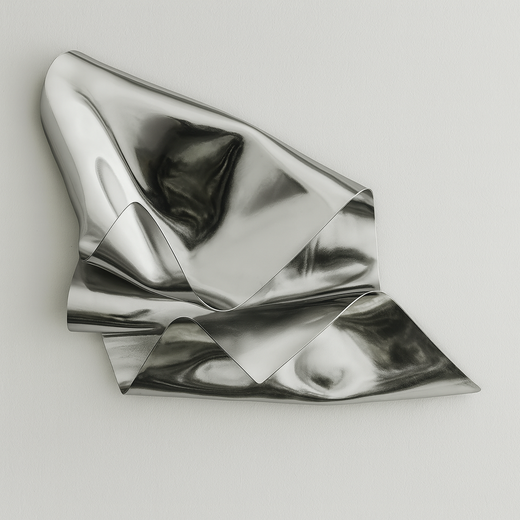 Chrome Scrunched 3D wall sculpture