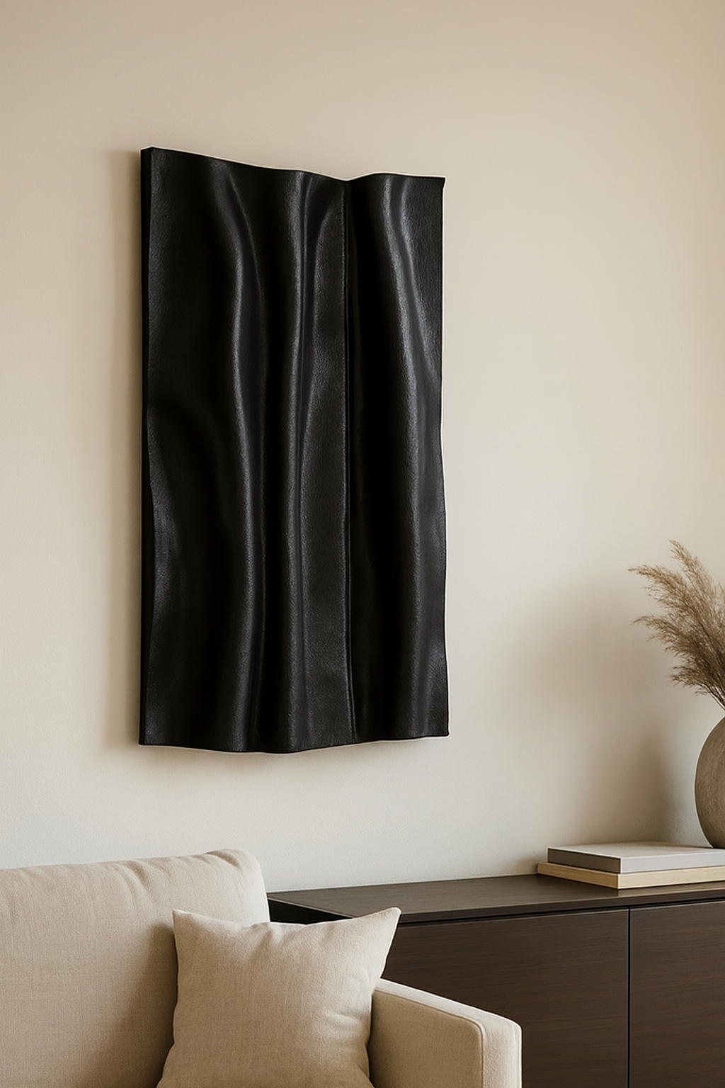 Flat Black Rectangle 3D Wall Sculpture