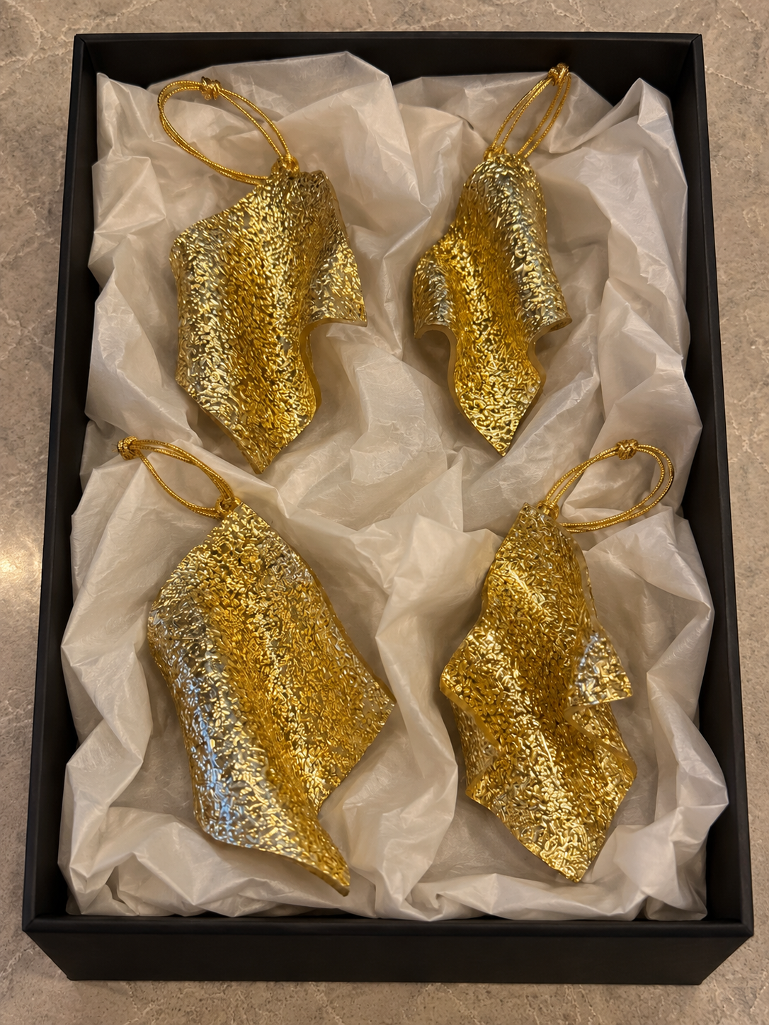 Christmas Decorations box 4 gold speckle