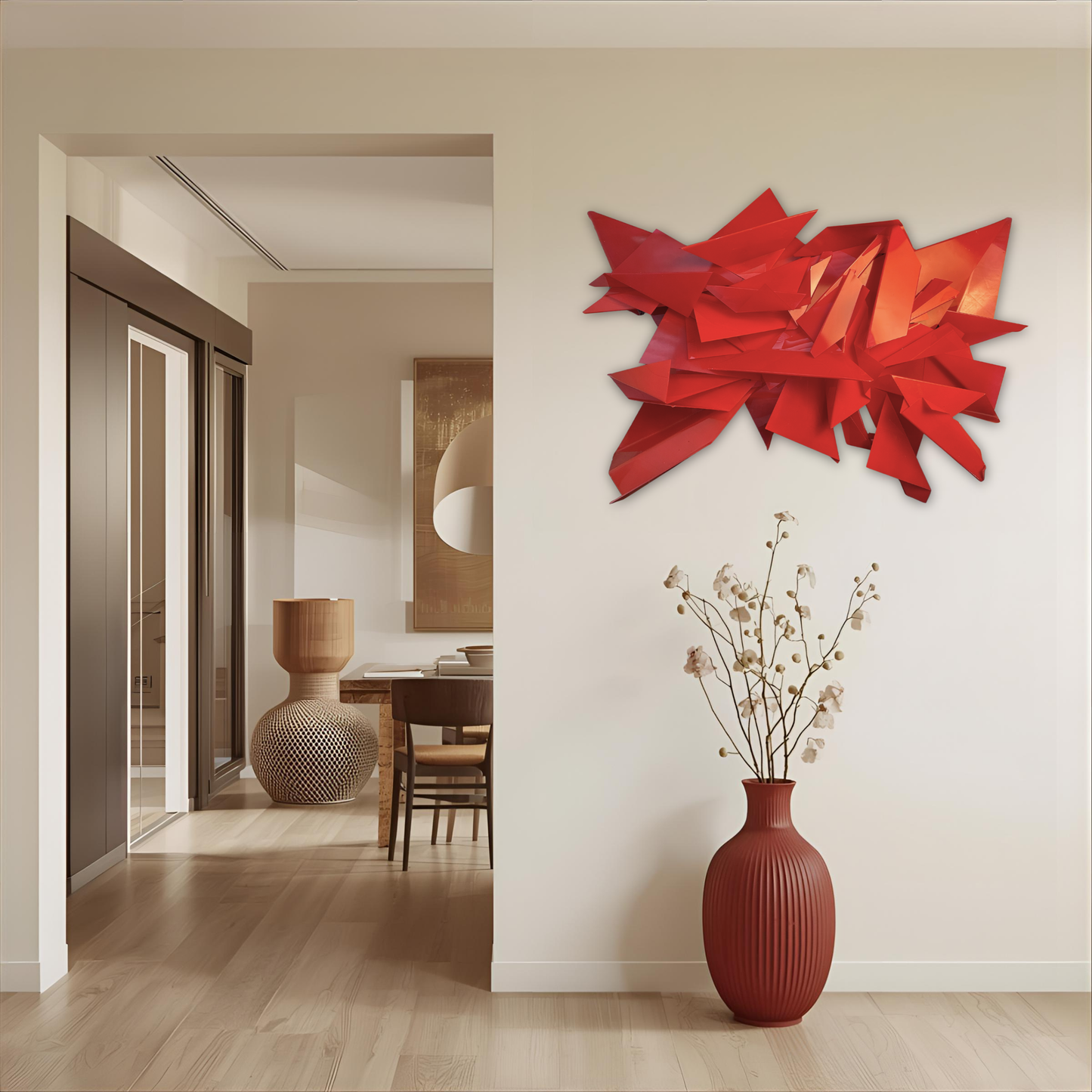 CUSTOM Origami 3D Wall Sculpture - Gloss Red