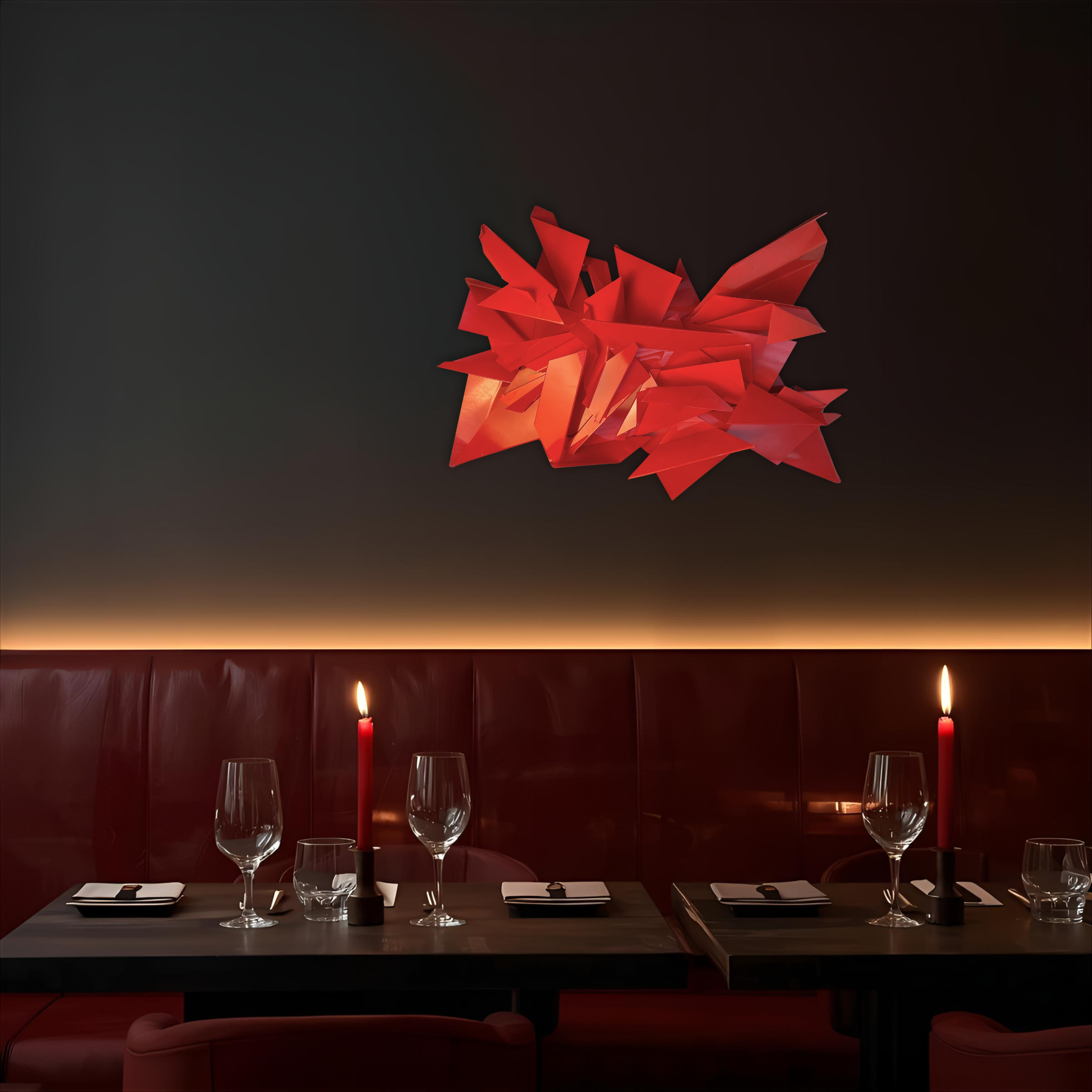 CUSTOM Origami 3D Wall Sculpture - Gloss Red