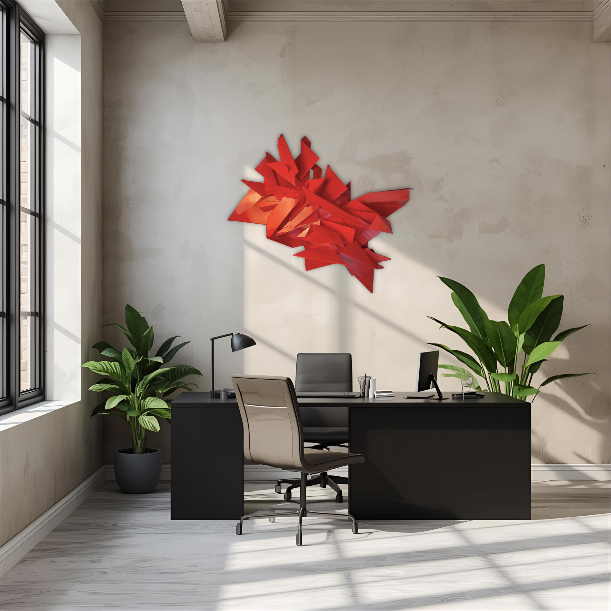 CUSTOM Origami 3D Wall Sculpture - Gloss Red