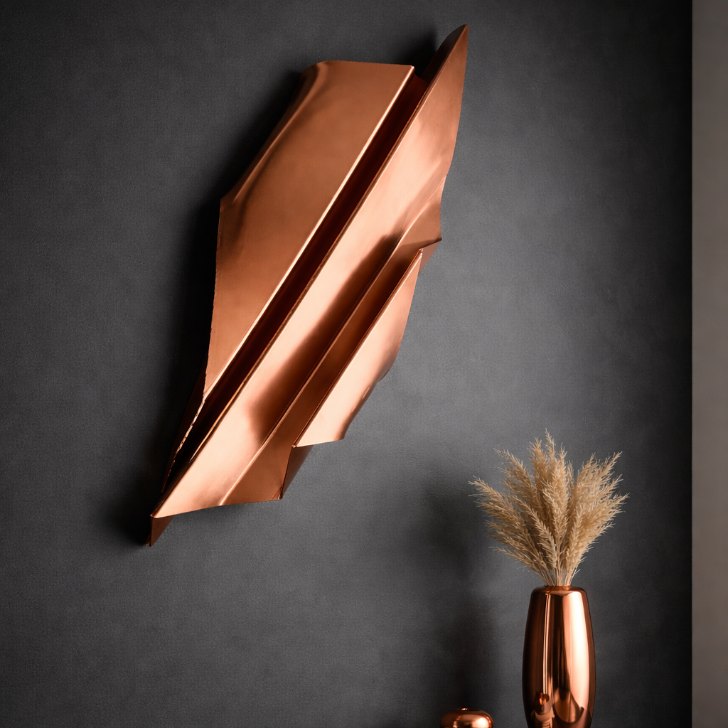 Copper Chrome Geometric Sculpture