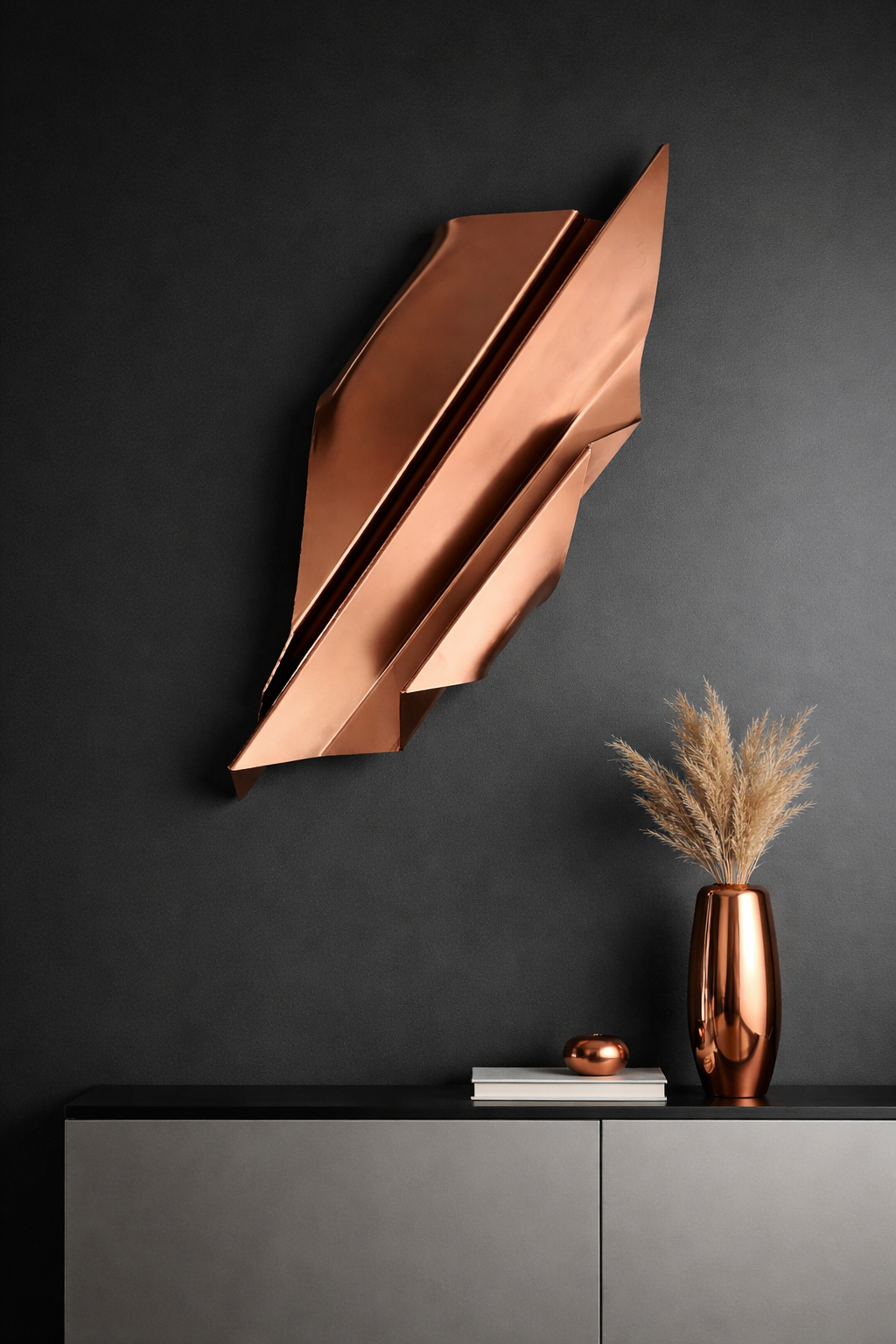 Copper Chrome Geometric Sculpture
