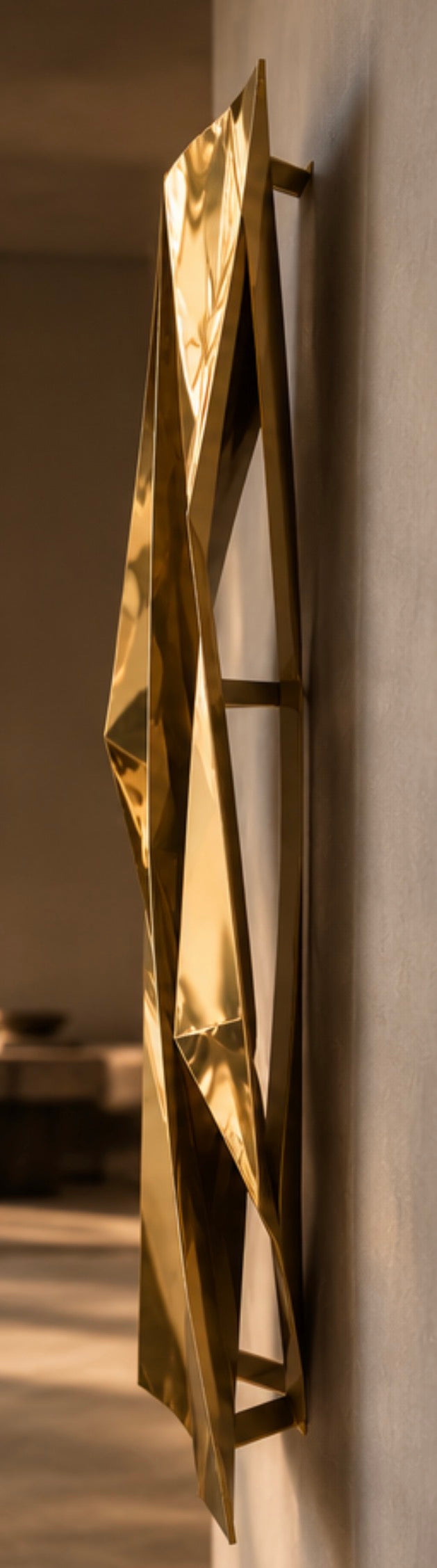 Geometric Chrome Gold Wall Sculpture