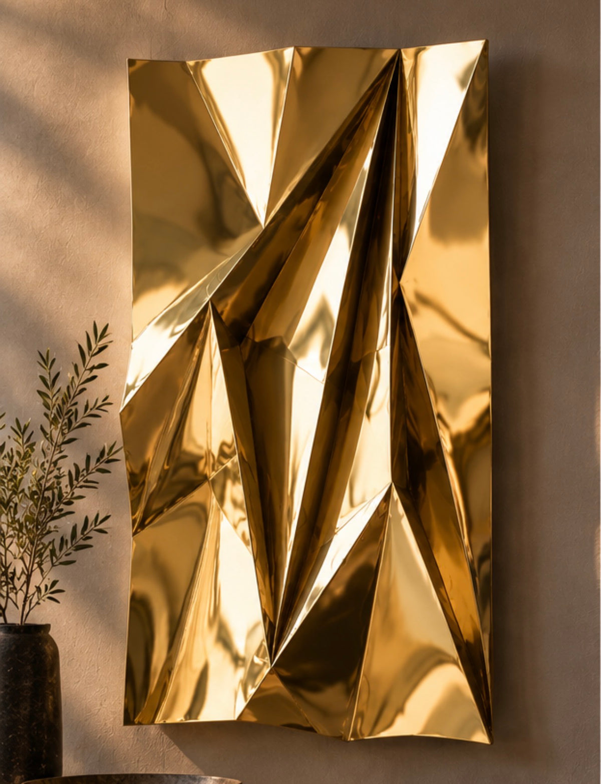 Geometric Chrome Gold Wall Sculpture