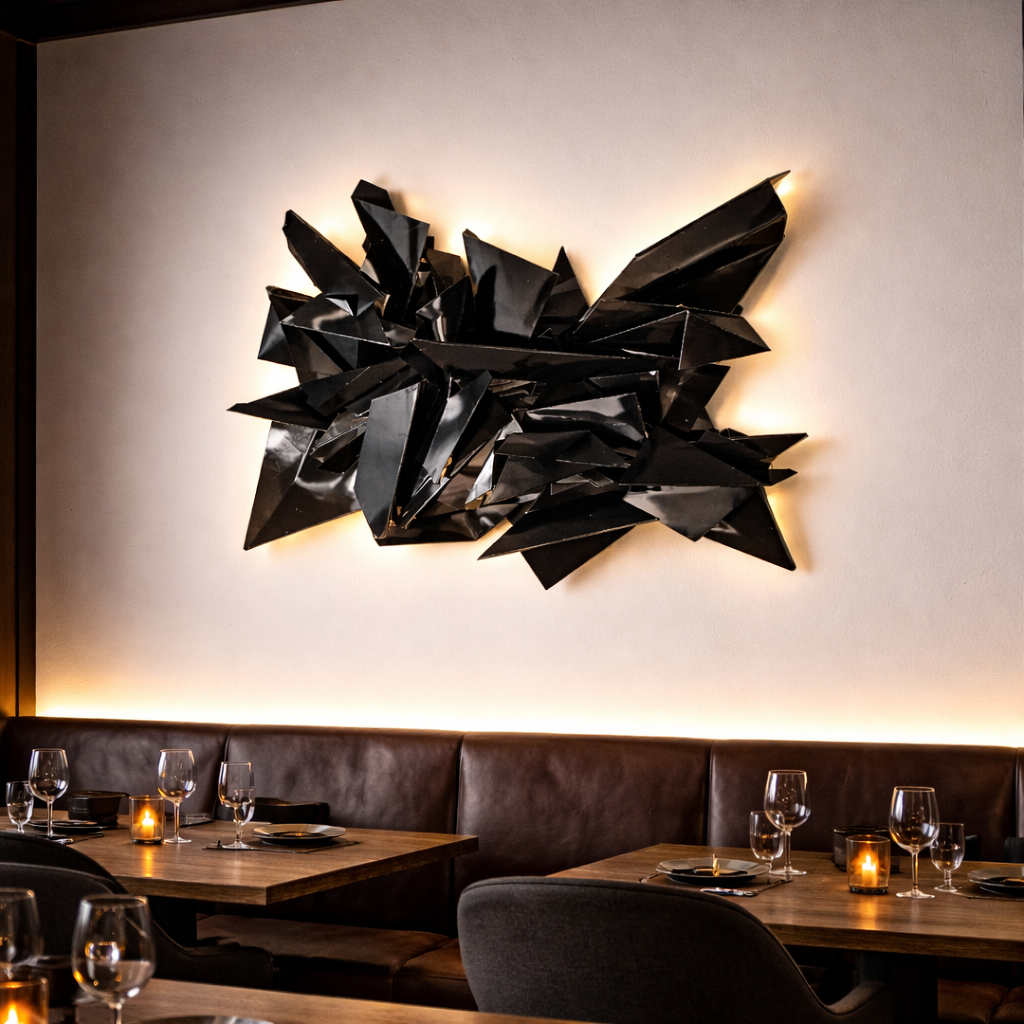 CUSTOM Origami 3D Wall Sculpture - Gloss Black