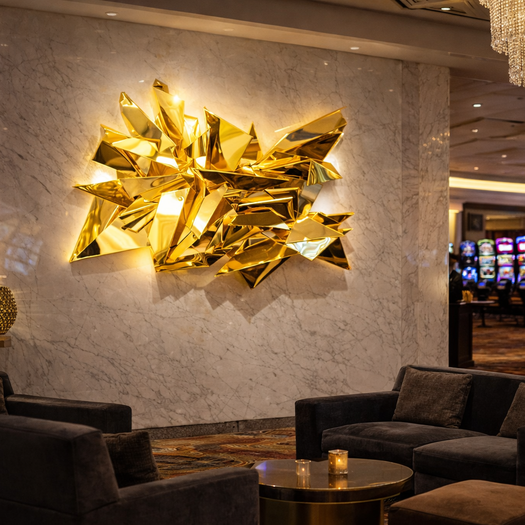 CUSTOM Origami 3D Wall Sculpture - Chrome Mirror Gold