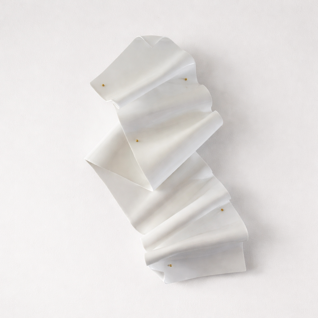 Gloss White Golden Drip 3D Wall Sculpture