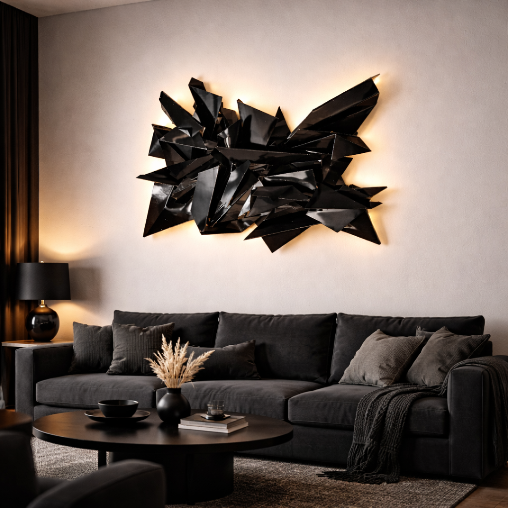CUSTOM Origami 3D Wall Sculpture - Gloss Black