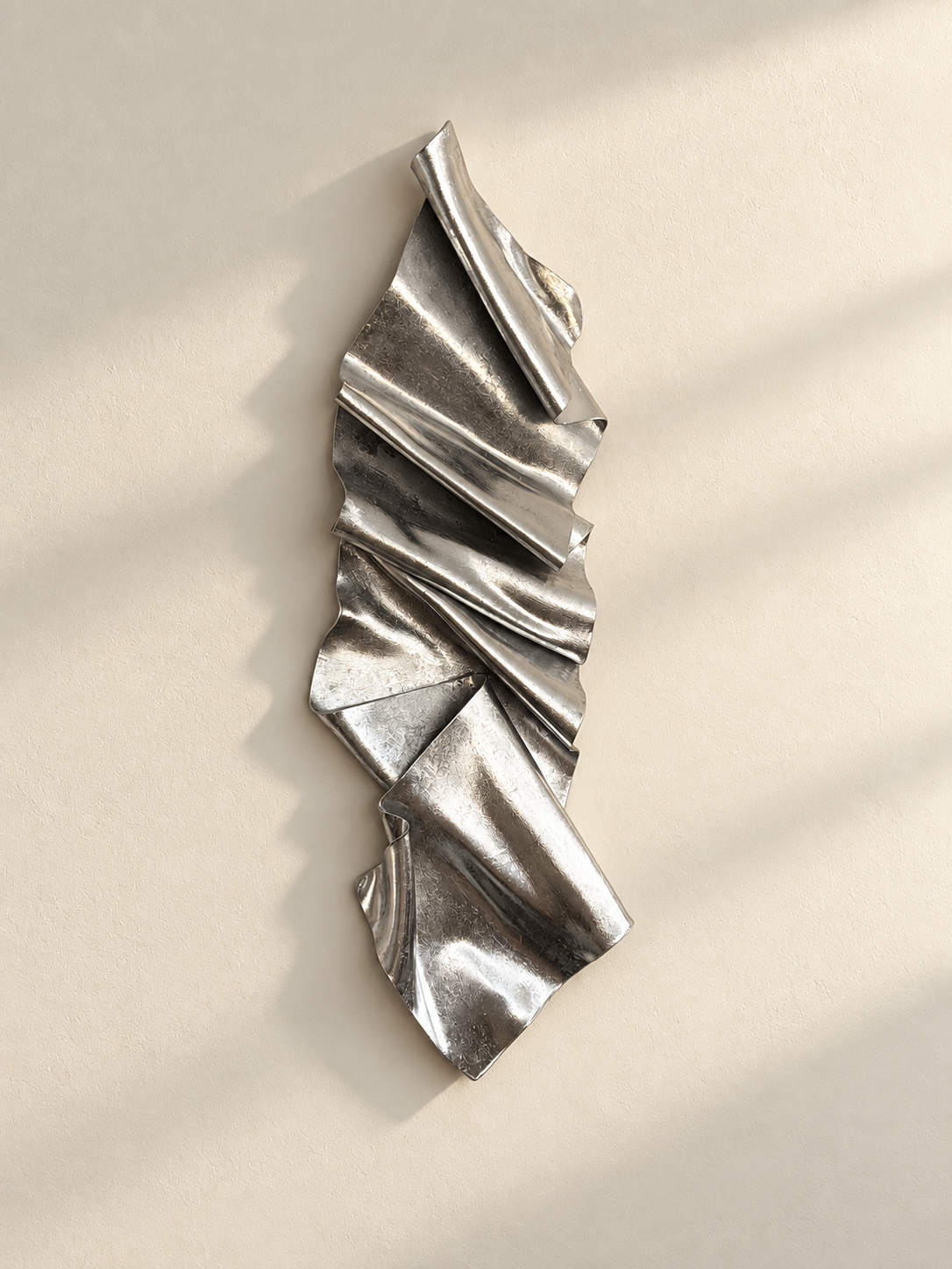 Gilded Chrome Leaf Ribbon 3D Wall Sculpture