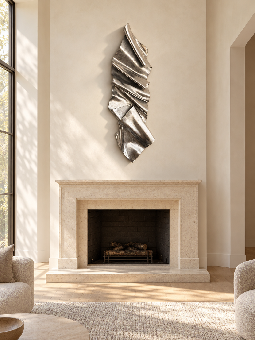 Gilded Chrome Leaf Ribbon 3D Wall Sculpture