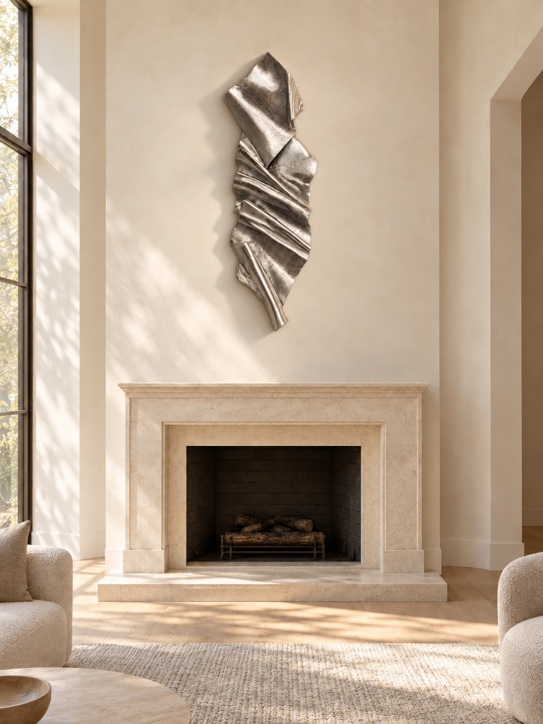 Gilded Chrome Leaf Ribbon 3D Wall Sculpture