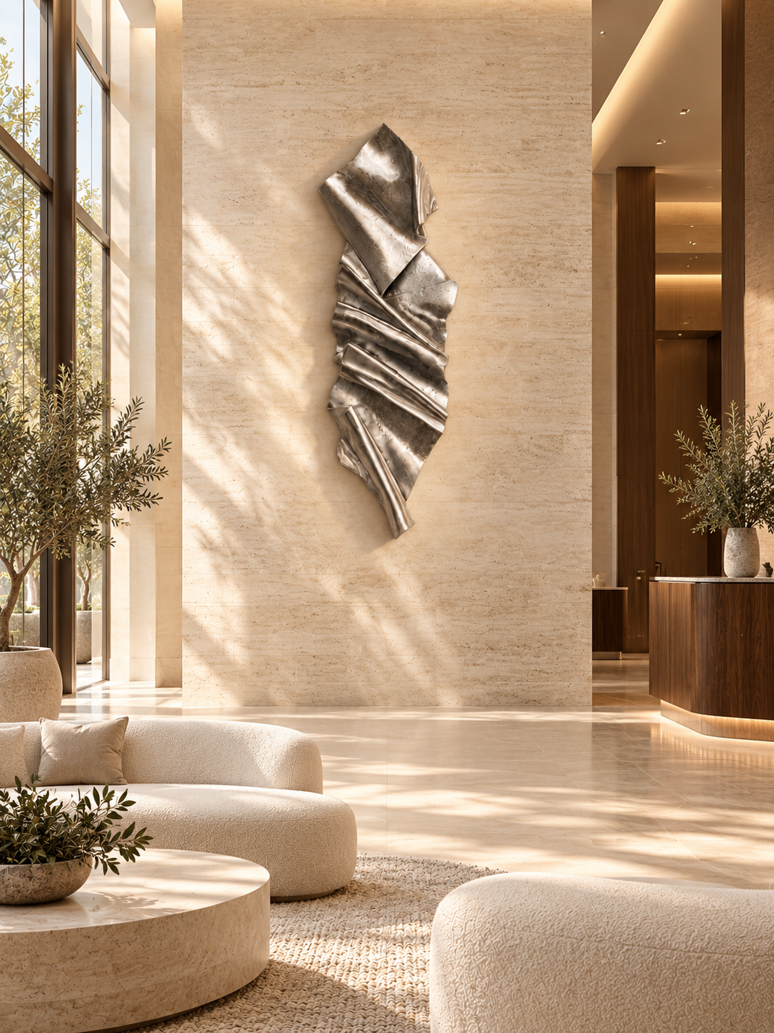 Gilded Chrome Leaf Ribbon 3D Wall Sculpture