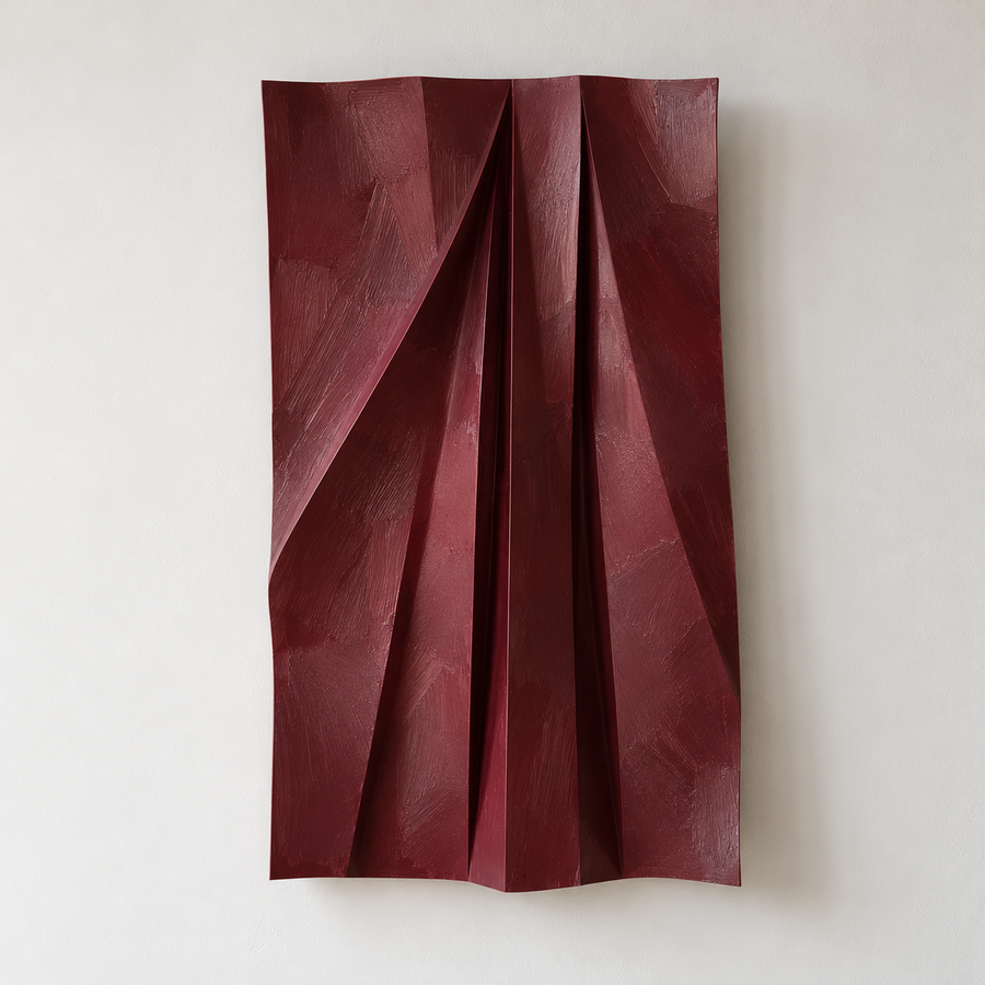 Geometric Burgundy Wall Sculpture