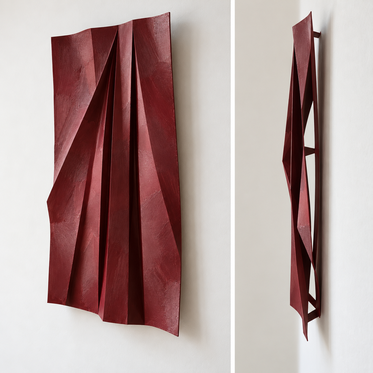 Geometric Burgundy Wall Sculpture
