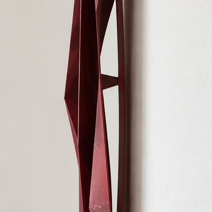Geometric Burgundy Wall Sculpture