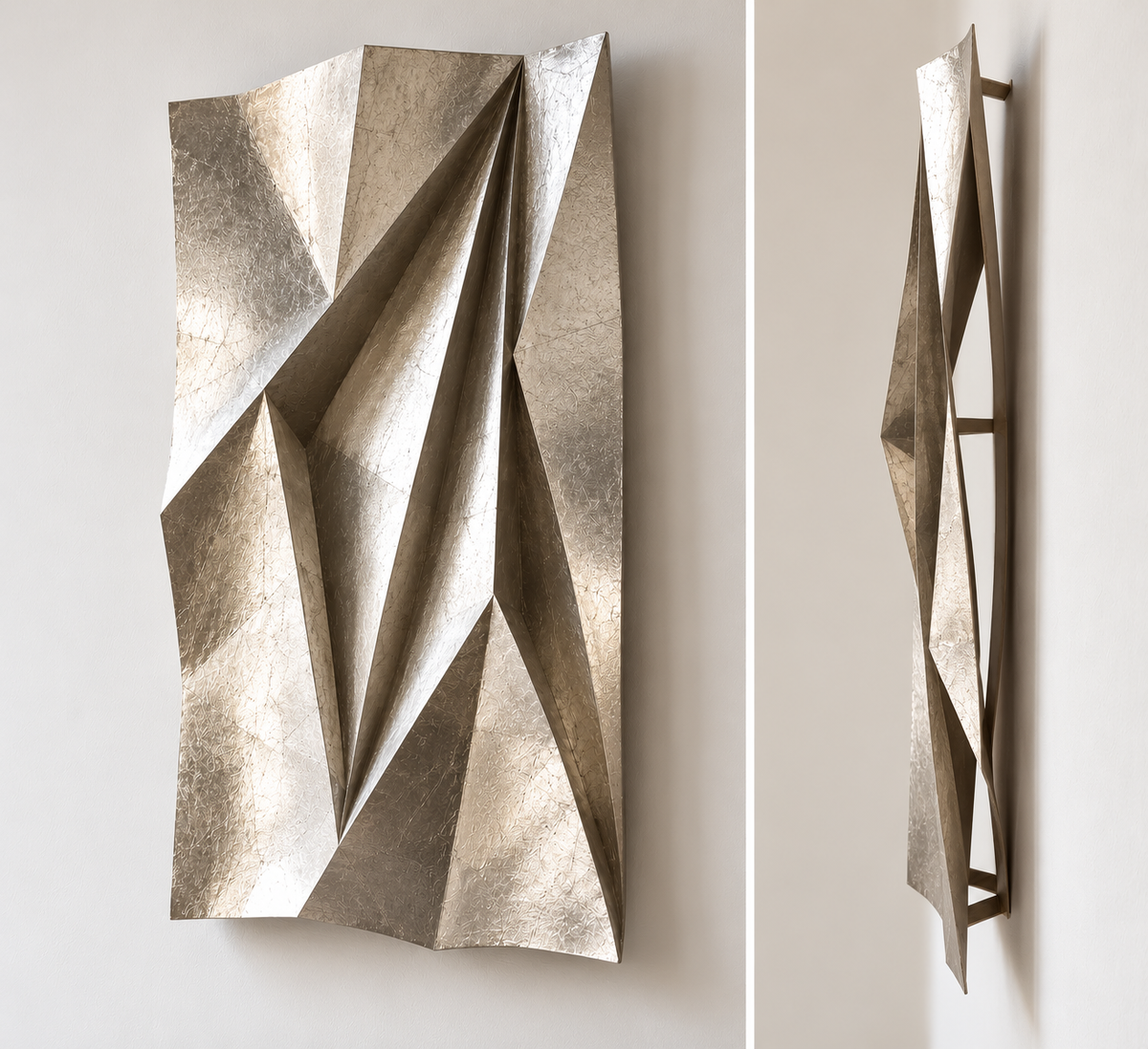 Geometric Silver leaf Wall Sculpture