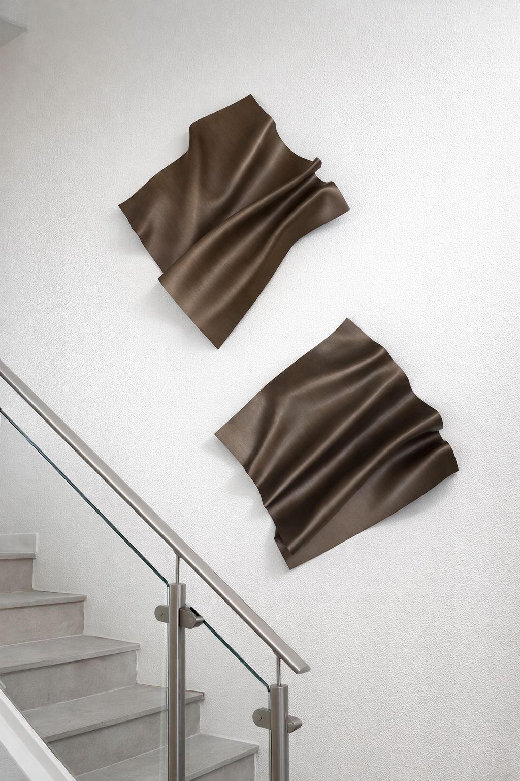 Brushed Copper 3D Duo Wall Sculpture