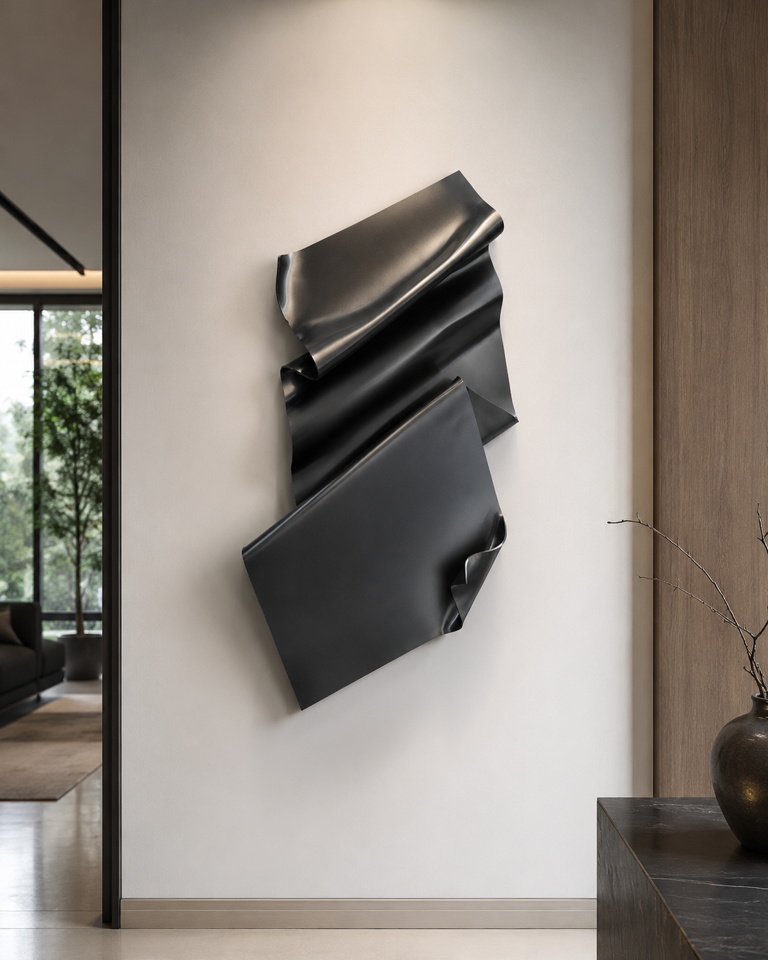 Liquid 3D Wall Sculpture - Black Metallic
