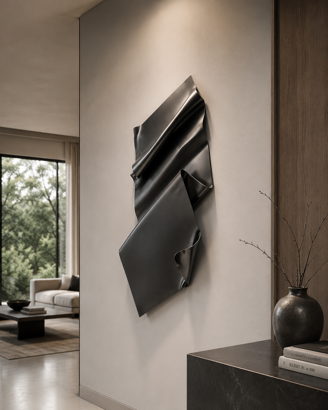 Liquid 3D Wall Sculpture - Black Metallic