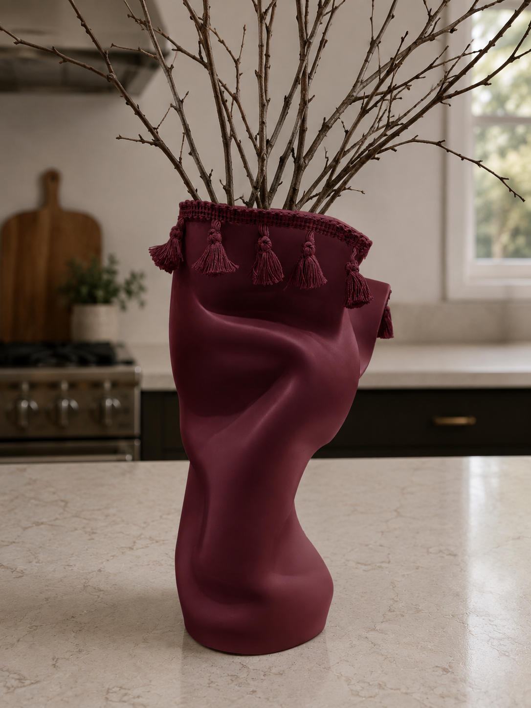 Tassel Vase - Classic Burgundy