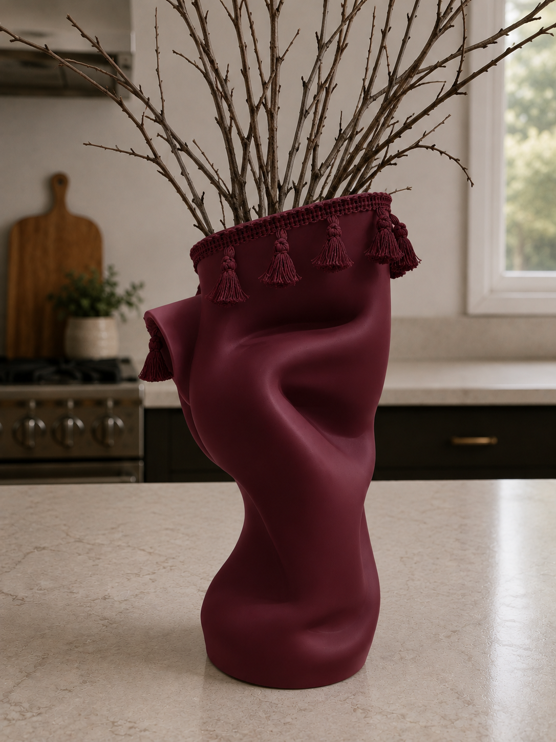 Tassel Vase - Classic Burgundy