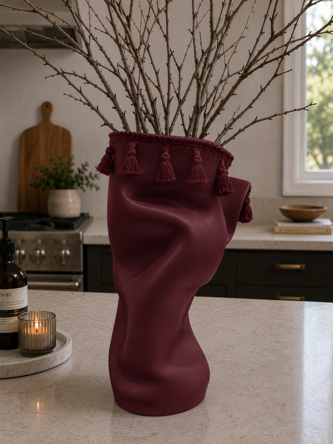 Tassel Vase - Classic Burgundy