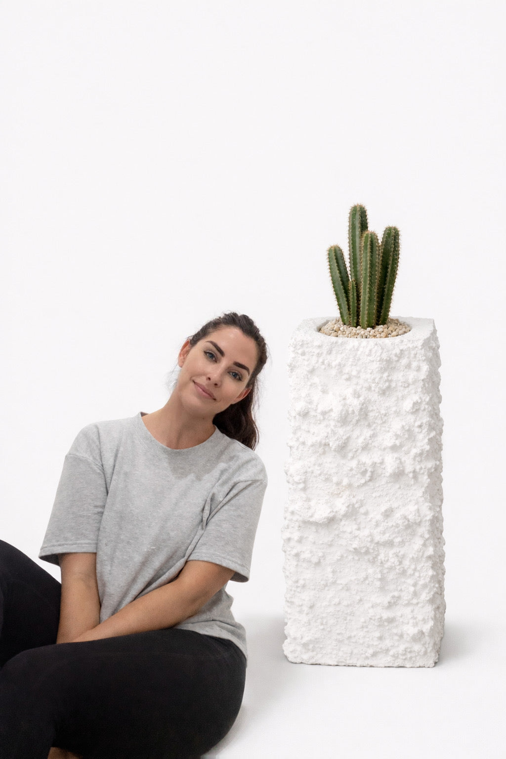 Plaster Textured Plinth Planter