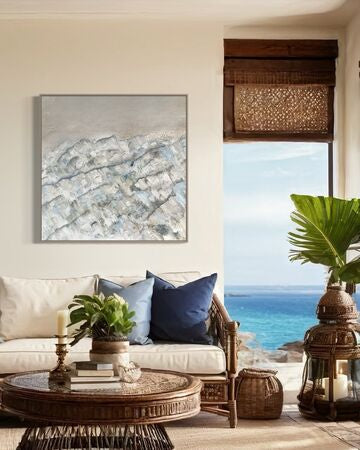 3D beach textured art on canvas